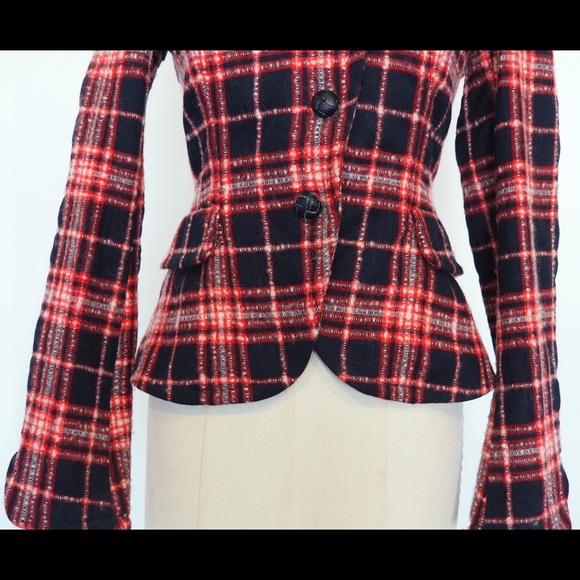 L.A.M.B. Wool/Cotton Plaid Jacket with Wide Collar - Picture 3 of 7